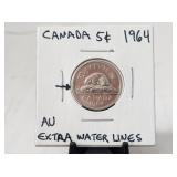 1964 Canada 5 Cents Extra WaterLine