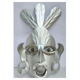 Tribal Mask w/Green Eyes 47" Handcrafted Tin Wall