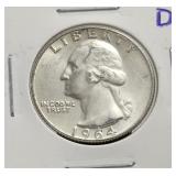 1964 D Washington Silver Quarter US