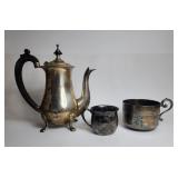 Tea Pot & Cups Silverware Antiques