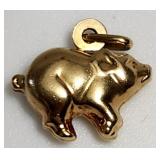 Pig Charm Pendant 10K Gold VTG