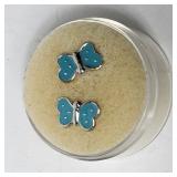 Blue Butterfly Post Earrings Sterling Silver Vinte