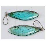 Blue/Green Butterfly Wings Sterling Silver Ear St