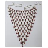 Red Bead Triangular Chain Mail Necklace on SterliG