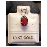 Red Garnet January on 10K White Gold Pendant