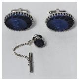 Blue Roman Soldier Tie Clip & Cuff Links VTG