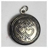 Double Hearts Picture Photo Locket Pendant VTG