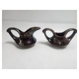 Cream & Sugar Ceramic Set Dark Brown