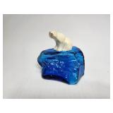 Arctic King Polar Bear Blue Ice Glass Bottle AVON