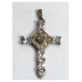 Rhinestone Cross Pendant VTG