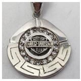 Harley Davidson Crystal Pendant on Sterling SilveG