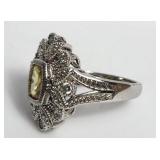 Yellow Citrine on Sterling Silver Ring VTG