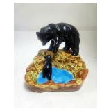 Ceramic Ashtray Grizzly Bear w/baby bear at water