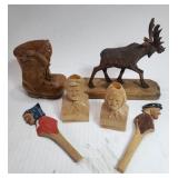 Wood Sculptures - Various Artists Signed (6x) Lot