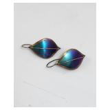 Celtic Blue Metallic Leaf Earri St Sterling Silver