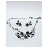 Bond Boyd Sterling Silver Blue Stones Roses NecklG