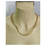 Gold Tone 3 Strand Necklace VTG