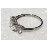 Clear Zircons Sterling Silver Ring Sz 7