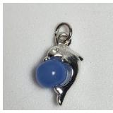 Blue Stone Dolphin Pendant Charm