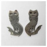 Cats with Bow Ties Sterling Silver Lot of 2 VTG