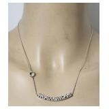 Bar & Ring Necklace with Rhinestones Sterling SilG