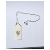 Engraved Ivory Piano Note Pendant w/Silver Chain