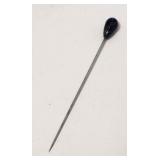 Hat Pin - Silver Tone Black Oblong Costume Jewelr