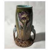 Art Nouveau Aajolica Glaze Double Handle Vase