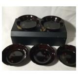 Black Lacquer Finger Bowls Set of 5 w/ Wood Box