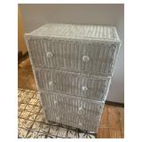 White wicker chest of drawers