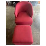 Red chair and storage ottoman