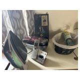 Curlers, iron, phone, decor