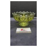 Fenton green glass candle dish