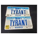 Tyrant Iowa License Plates