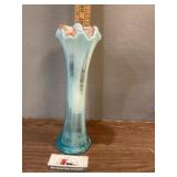 Blue swung glass vase