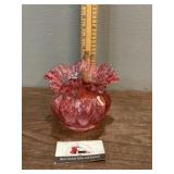 Fenton Ruby overlay diamond vase