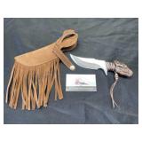 United Native American knife and fringed sheath