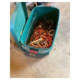 Large green tote with lid and extension cords