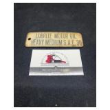 Lubrite motor oil marker plate