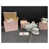 Enesco tea pots, cups