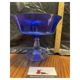 Cobalt blue pedestal bowl