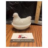 Milk glass hen on nest