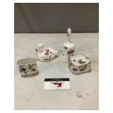 Violet ashtrays, cigarette holder bell pelican