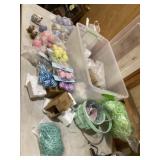 Clear tote of Easter decor