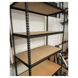 Metal shelving unit with wood shelves