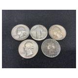 5 Silver quarters