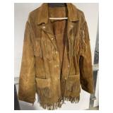 Large Navajo tasseled tanned leather coat