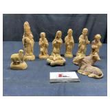 Wooden hand carved nativity scene