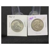 1960-D & 1961D Franklin Half