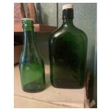 Vintage green bottles